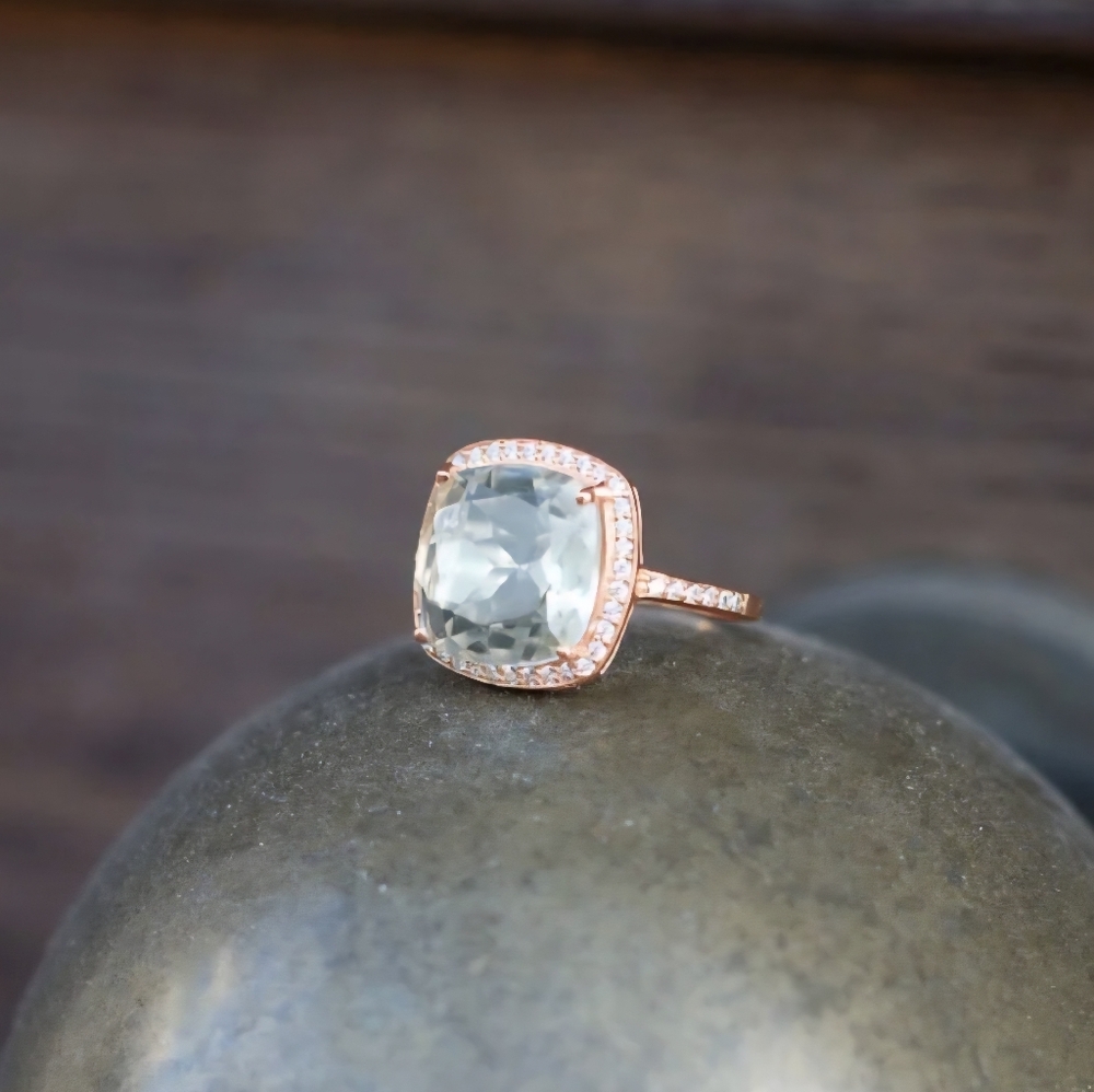 14K ROSE GOLD PLATED PRASIOLITE RING - Picture 5 of 5